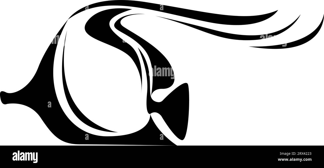 Seefisch-Tattoo, Illustration, Vektor auf weißem Hintergrund. Stock Vektor