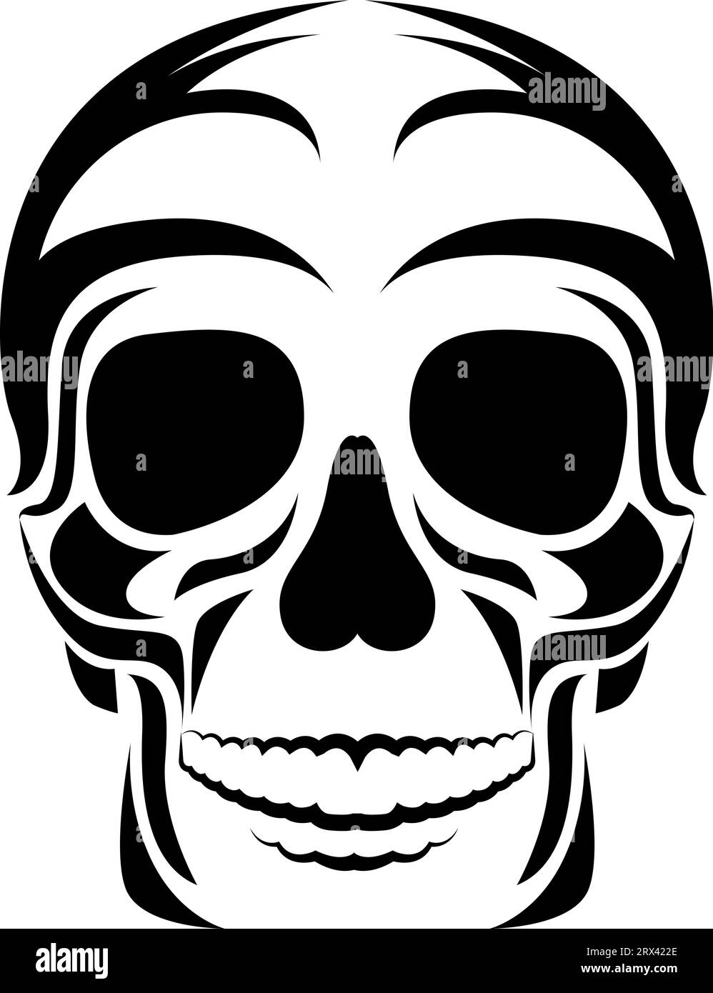 Schädeltattoo, Illustration, Vektor auf weißem Hintergrund. Stock Vektor