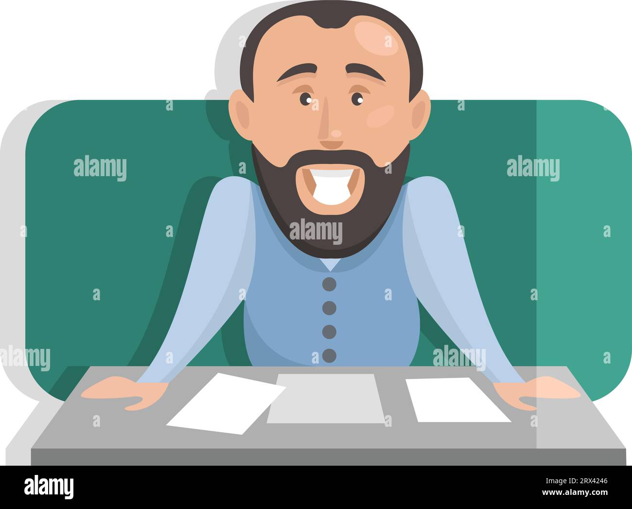 Mann mit Blatt Papier, Illustration, Vektor auf weißem Hintergrund. Stock Vektor