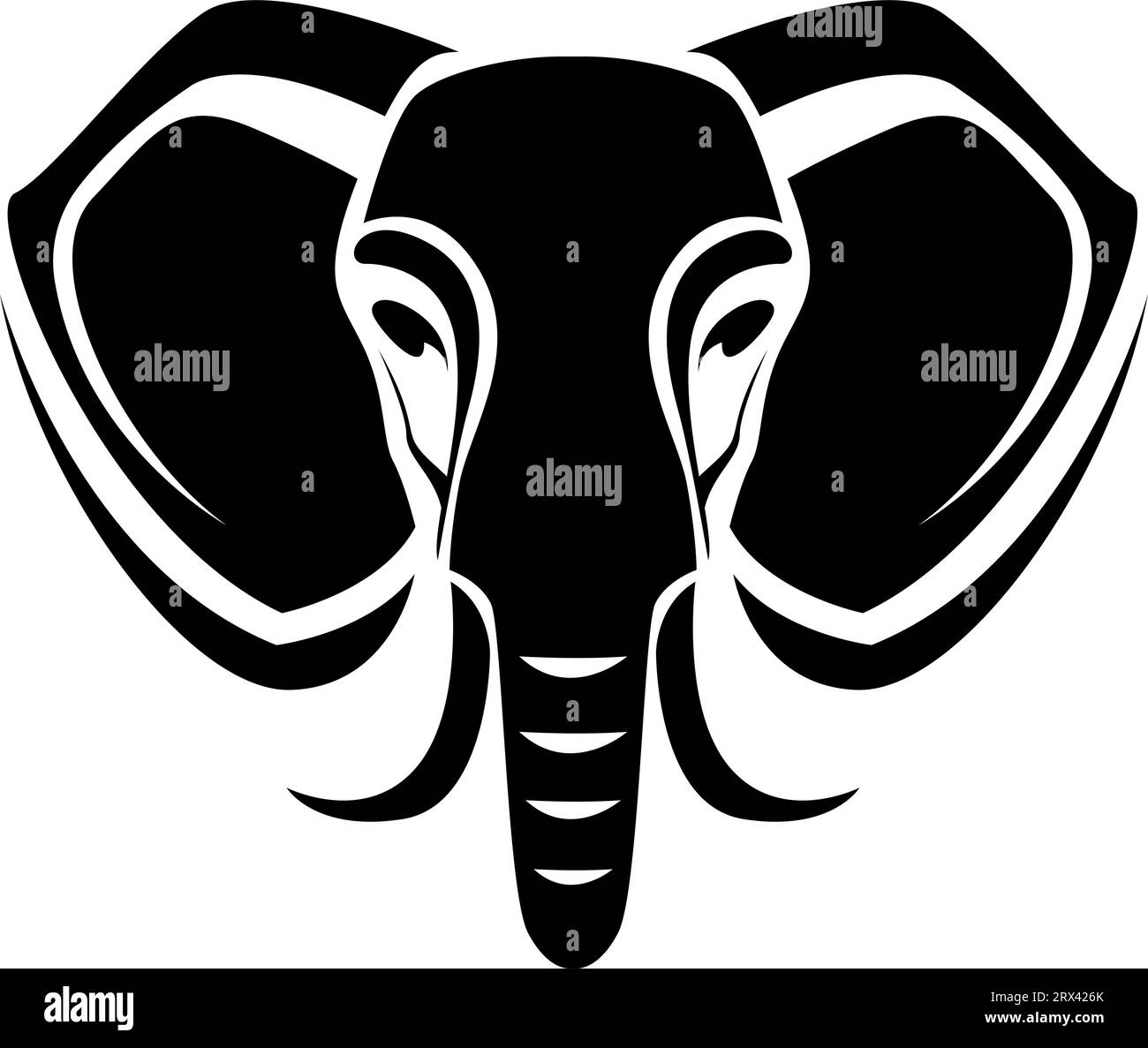 Elefantenkopf-Tattoo, Tattoo-Illustration, Vektor auf weißem Hintergrund. Stock Vektor