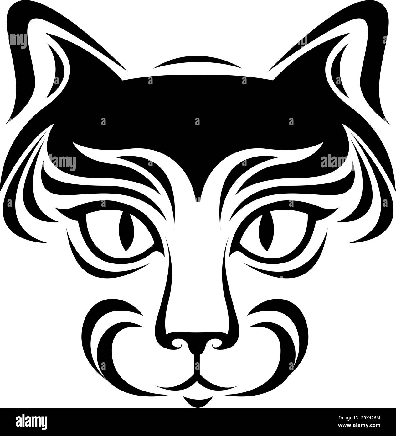 Katze Tattoo Kopf, Tattoo Illustration, Vektor auf weißem Hintergrund. Stock Vektor