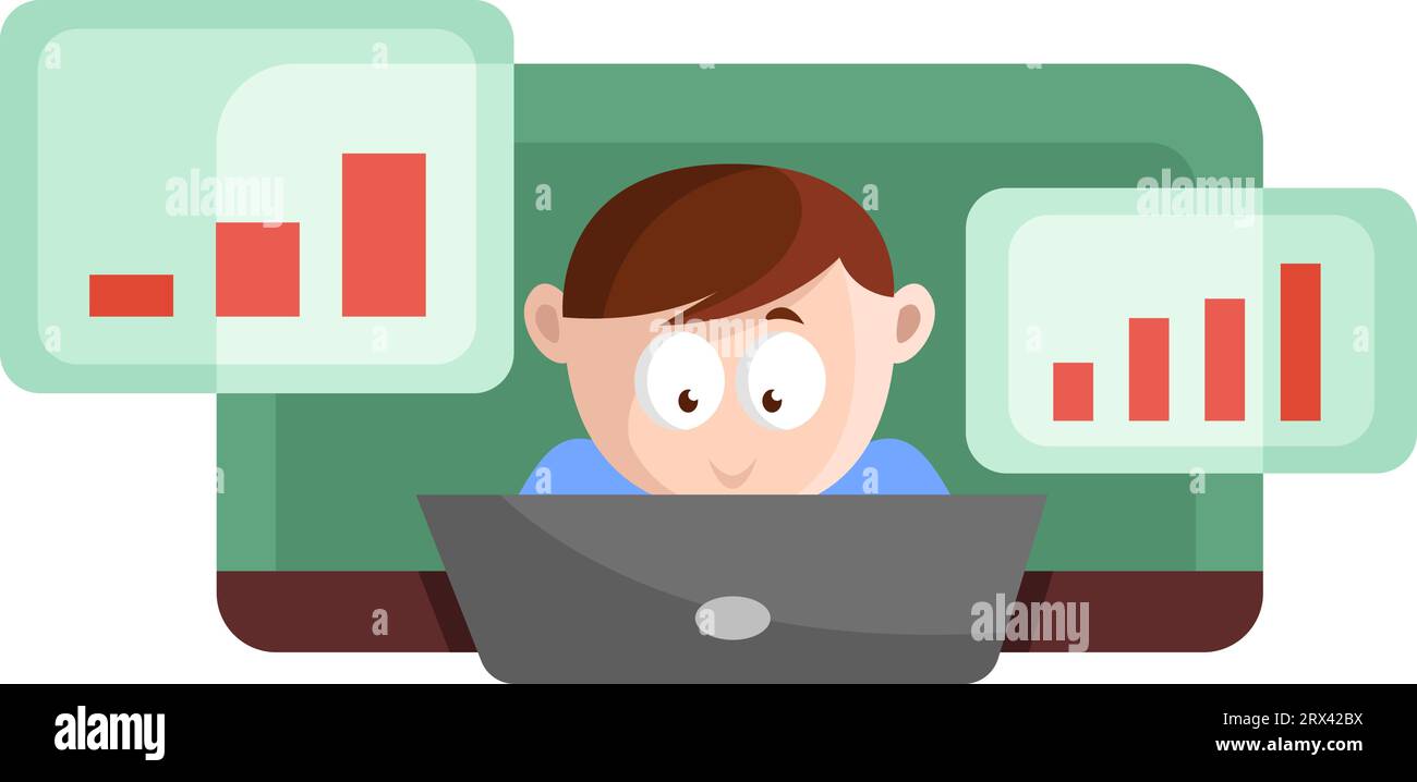 Funktionierendes Programmiergerät, Illustration, Vektor auf weißem Hintergrund. Stock Vektor