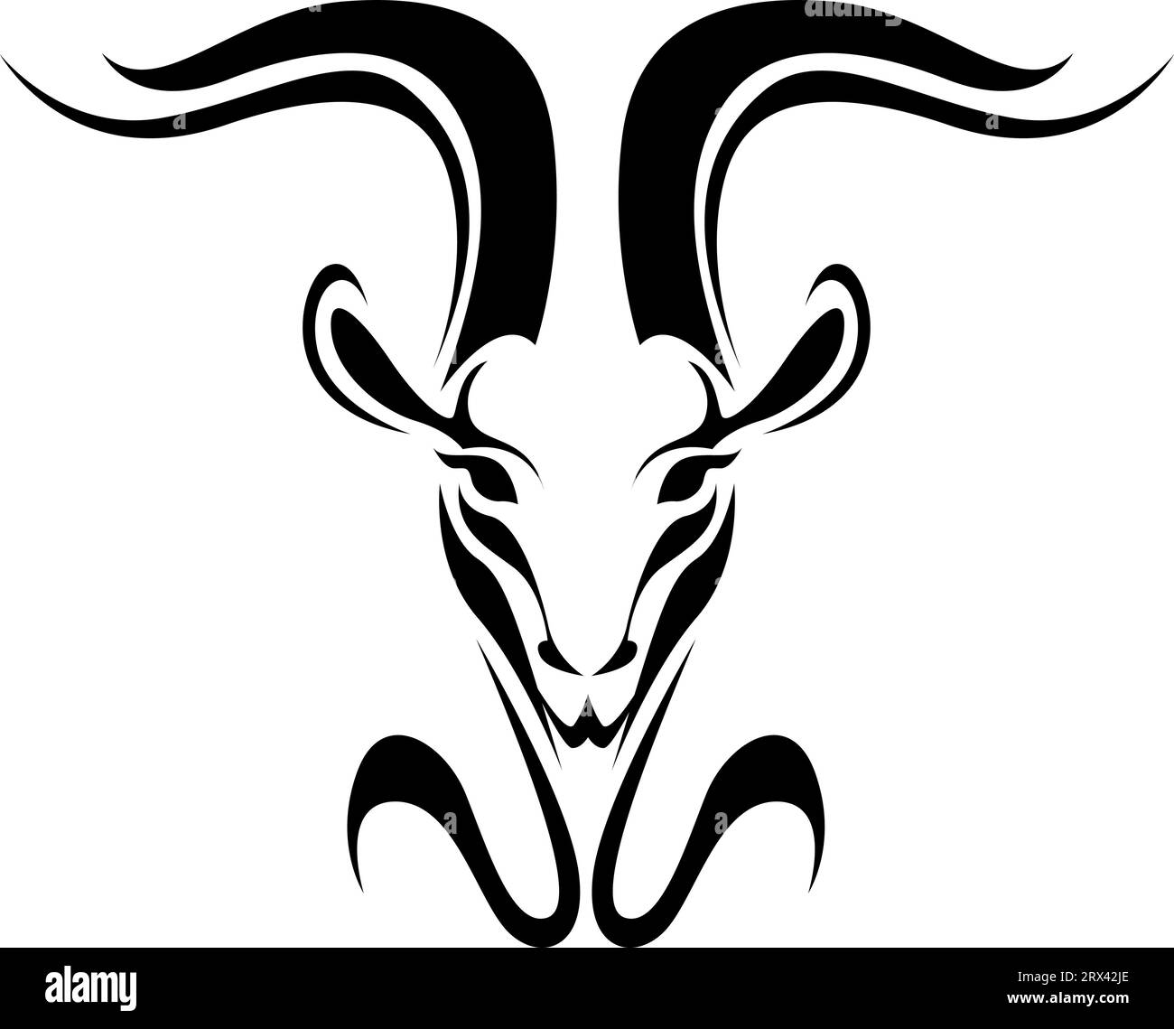 Antelope Kopf Tattoo, Tattoo Illustration, Vektor auf weißem Hintergrund. Stock Vektor