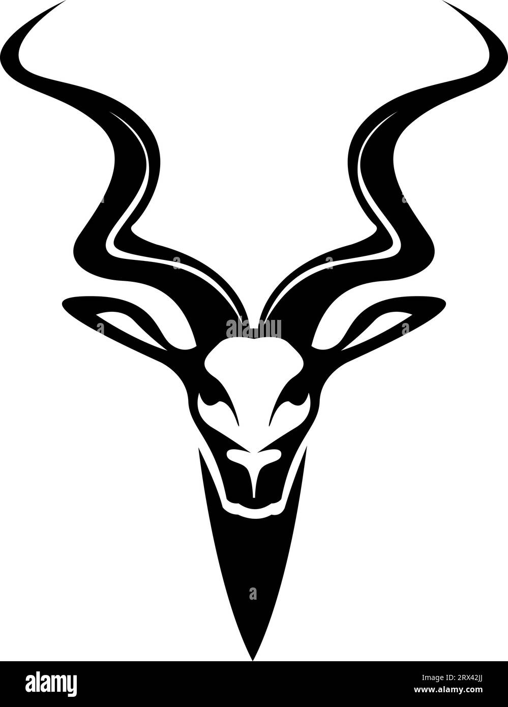 Antelope Kopf Tattoo, Tattoo Illustration, Vektor auf weißem Hintergrund. Stock Vektor