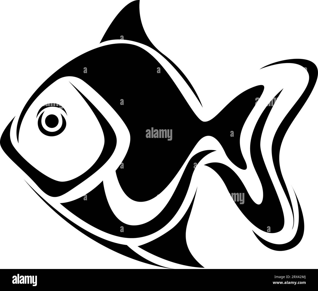 Fischtätowierung, Tätowierung, Vektor auf weißem Hintergrund. Stock Vektor