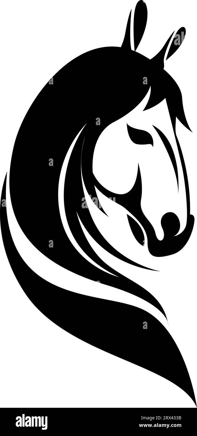 Schönes Pferdetattoo, Tattoo-Illustration, Vektor auf weißem Hintergrund. Stock Vektor