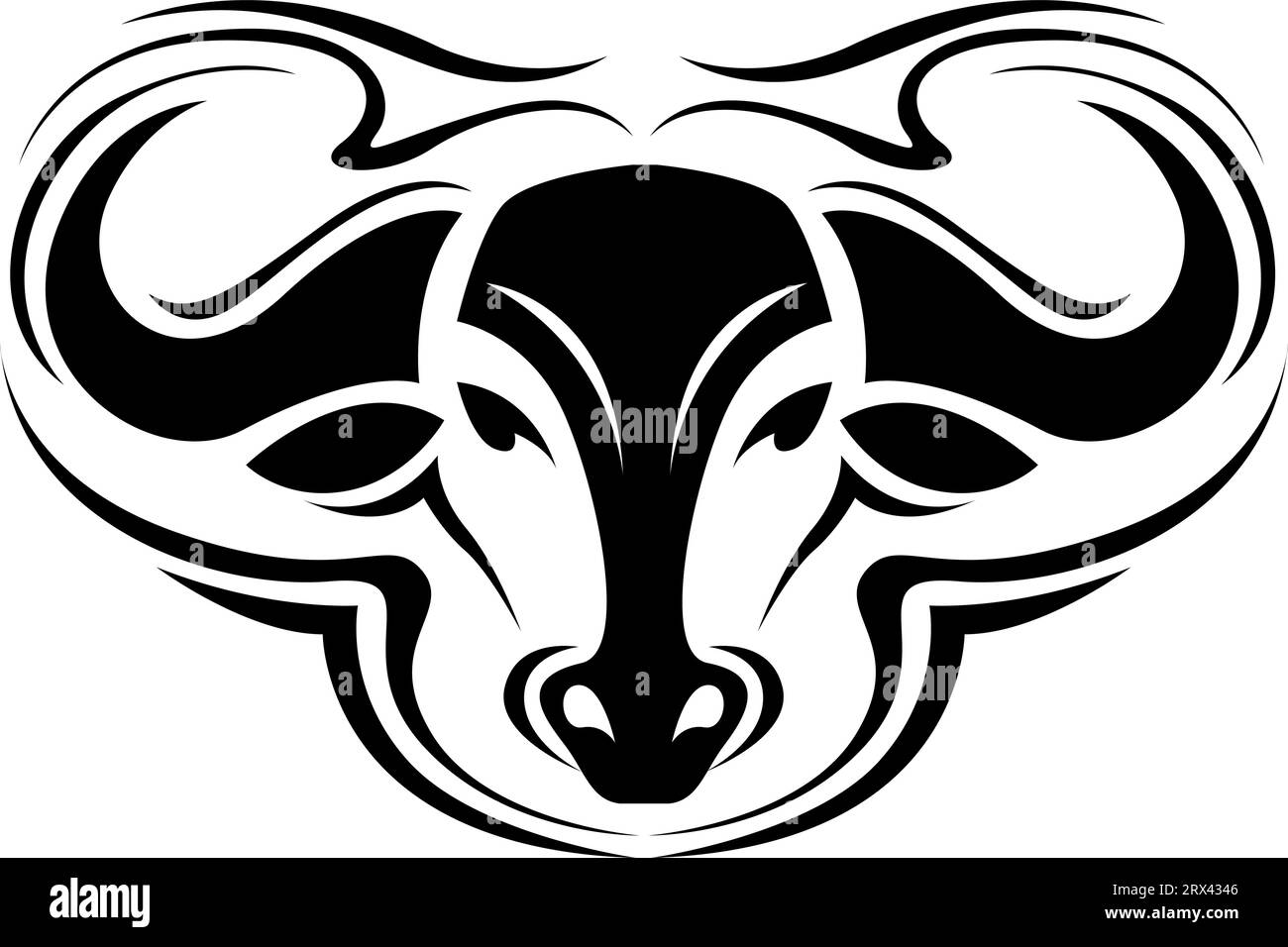 Stierkopf-Tattoo, Tattoo-Illustration, Vektor auf weißem Hintergrund. Stock Vektor