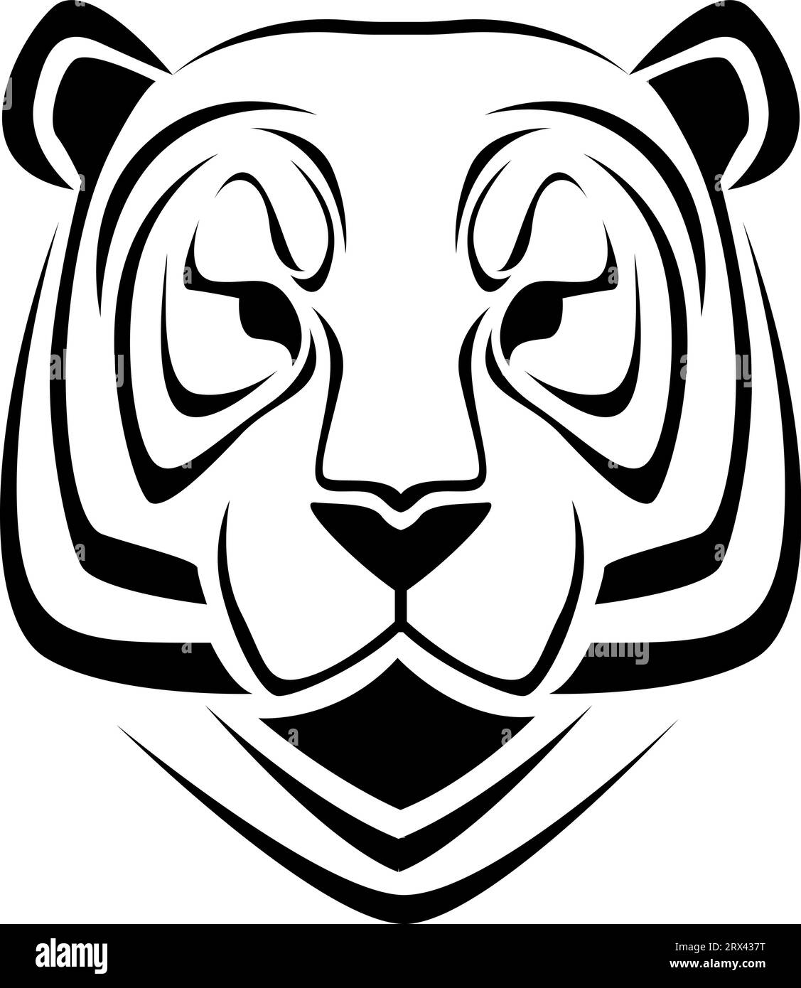 Tigergesichts-Tattoo, Tattoo-Illustration, Vektor auf weißem Hintergrund. Stock Vektor