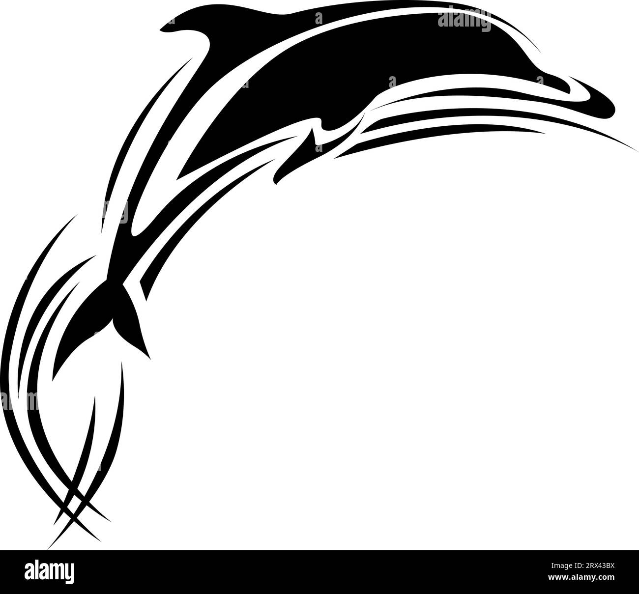 Dolphin Springen Tattoo, Tattoo Illustration, Vektor auf weißem Hintergrund. Stock Vektor