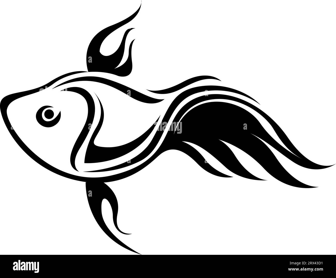 Goldfisch-Tattoo, Tattoo-Illustration, Vektor auf weißem Hintergrund. Stock Vektor