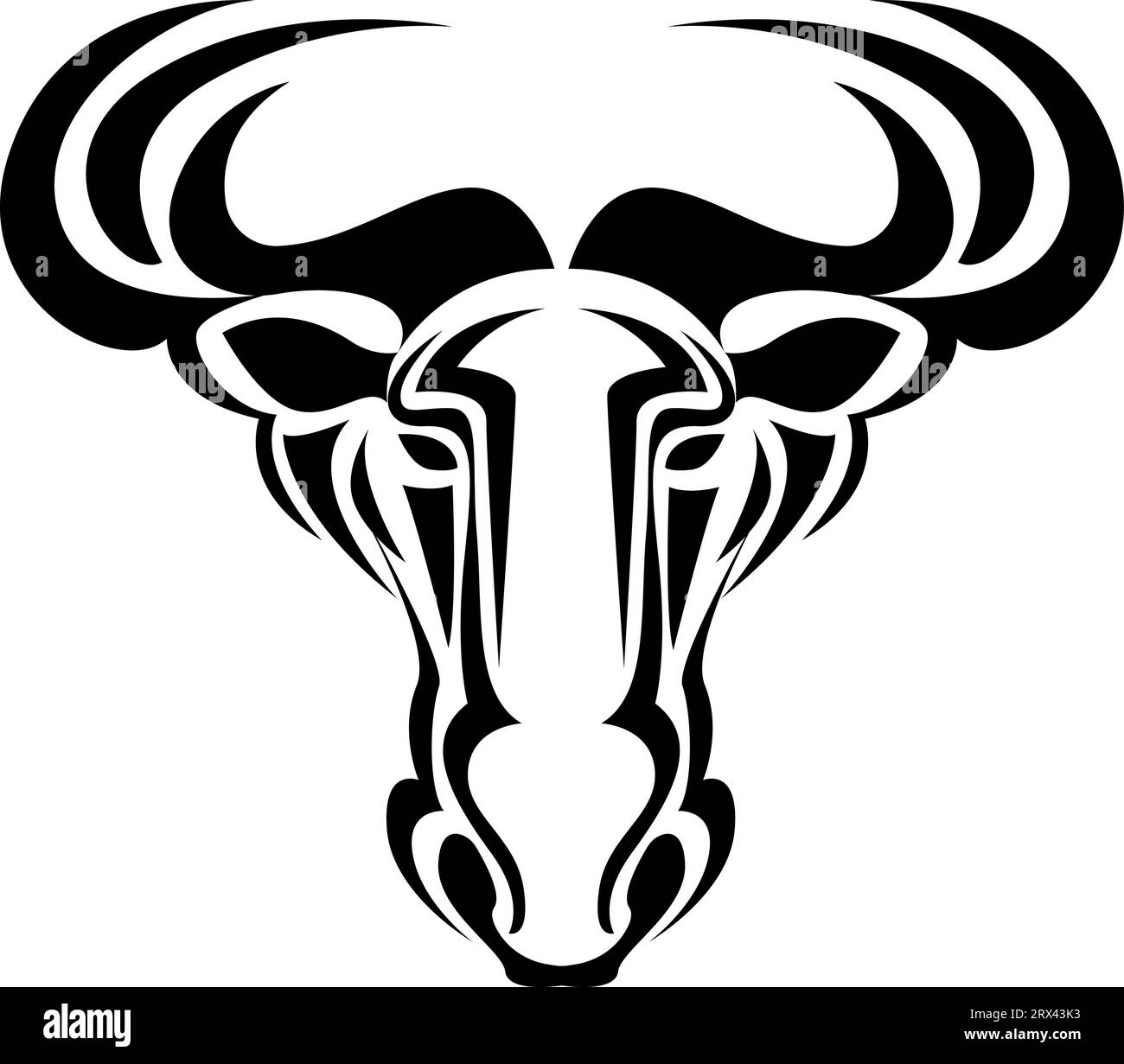 Wildebeest-Tattoo, Tattoo-Illustration, Vektor auf weißem Hintergrund. Stock Vektor