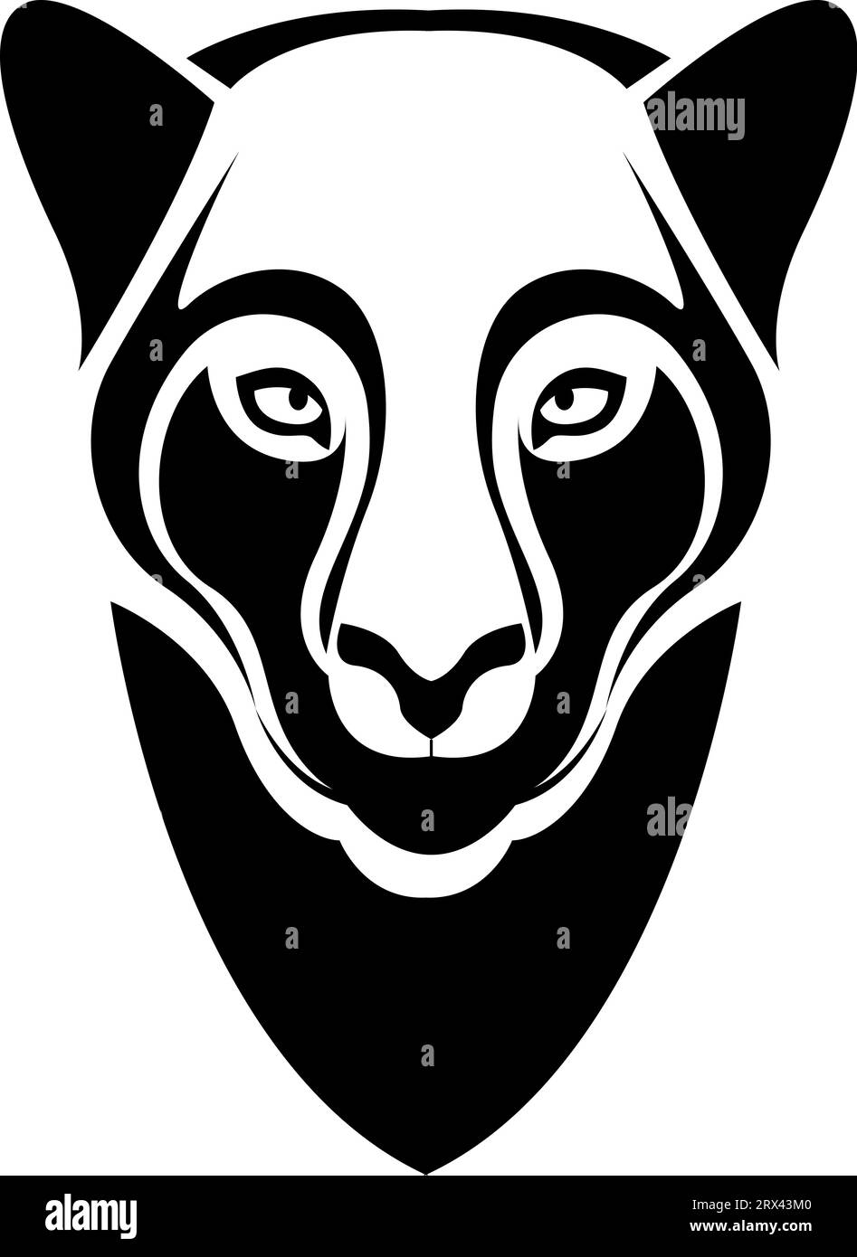 Pantherkopf-Tattoo, Tattoo-Illustration, Vektor auf weißem Hintergrund. Stock Vektor
