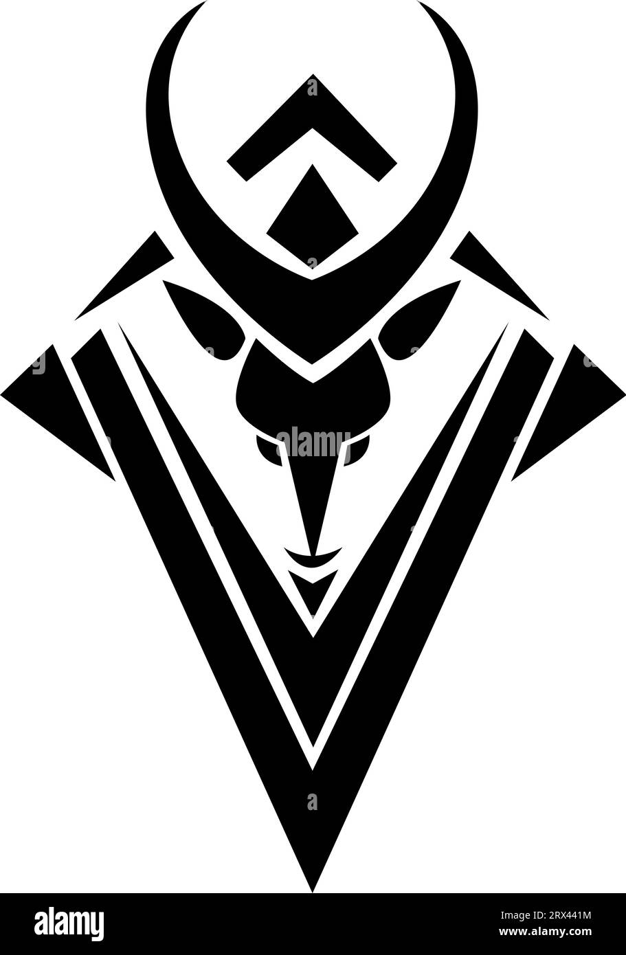 Schwarzes Hirschkopf-Tattoo, Tattoo-Illustration, Vektor auf weißem Hintergrund. Stock Vektor