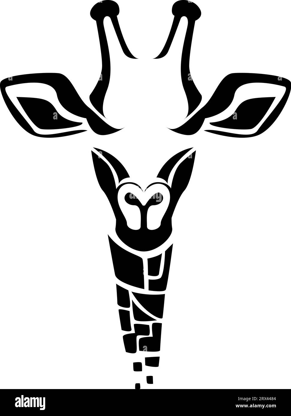 Giraffen-Kopf-Tattoo, Tattoo-Illustration, Vektor auf weißem Hintergrund. Stock Vektor