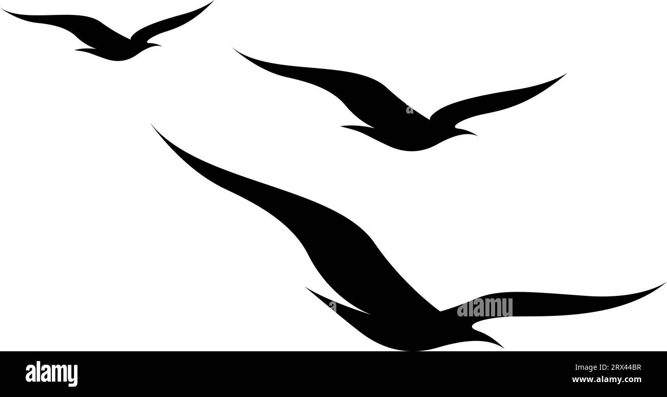 Vögel fliegende Tätowierung, Tätowierungsillustration, Vektor auf weißem Hintergrund. Stock Vektor