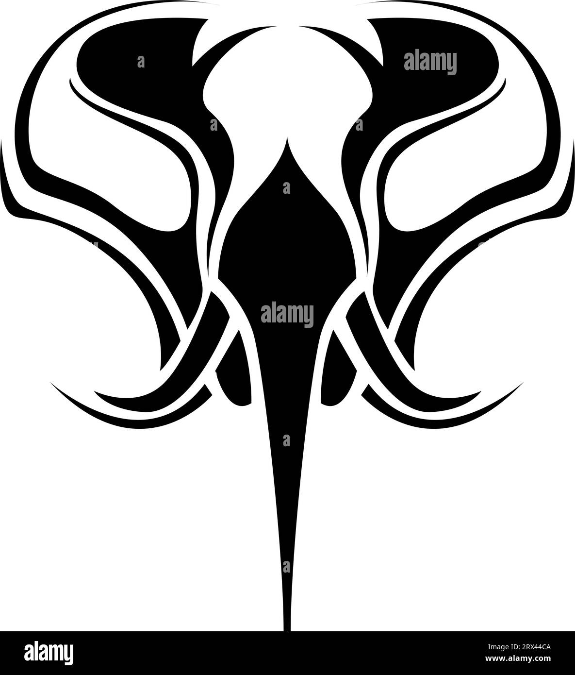 Elefantenkopf-Tattoo, Tattoo-Illustration, Vektor auf weißem Hintergrund. Stock Vektor