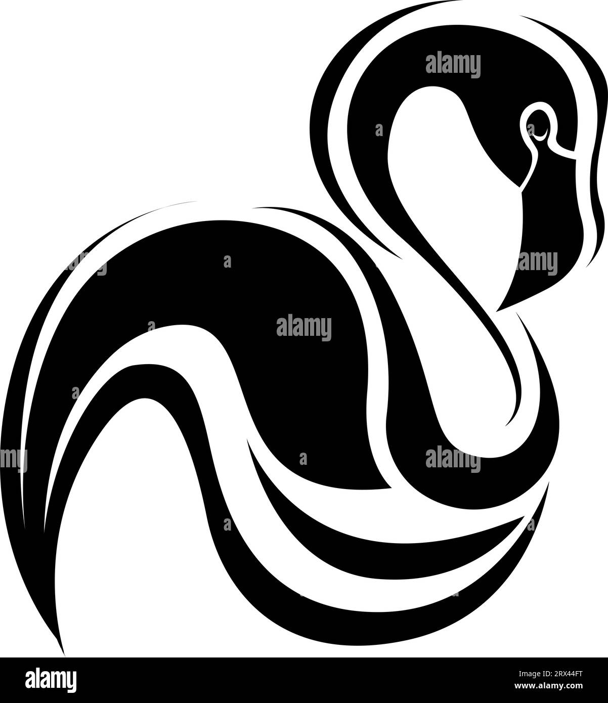 Flamingo Vogel Tattoo, Tattoo Illustration, Vektor auf weißem Hintergrund. Stock Vektor