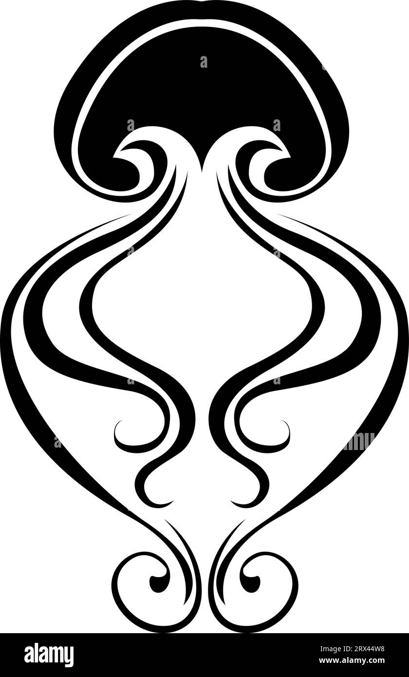 Quallen-Tattoo, Tattoo-Illustration, Vektor auf weißem Hintergrund. Stock Vektor