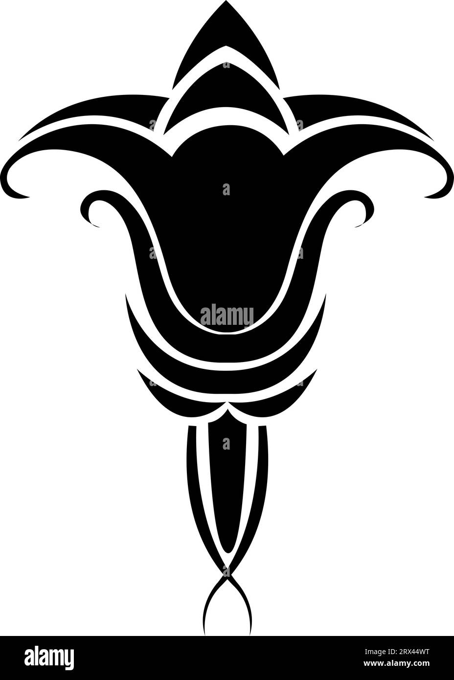 Lilienblüten-Tattoo, Tattoo-Illustration, Vektor auf weißem Hintergrund. Stock Vektor