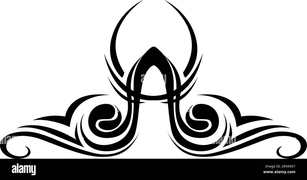 Schwarzes Ornament-Tattoo, Tattoo-Illustration, Vektor auf weißem Hintergrund. Stock Vektor