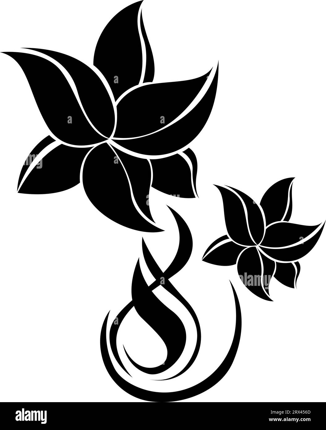 Blumentattoo, Tätowierungsillustration, Vektor auf weißem Hintergrund. Stock Vektor