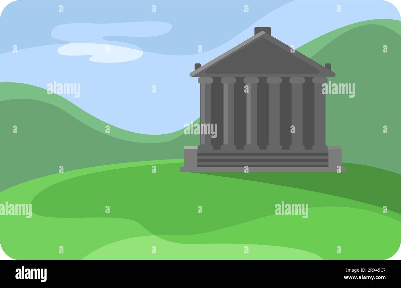 Steintempel, Illustration, Vektor auf weißem Hintergrund. Stock Vektor