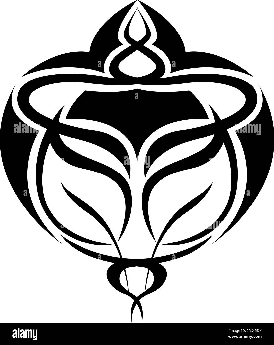 Verzierung mit Blättern Tätowierung, Tätowierung Illustration, Vektor auf weißem Hintergrund. Stock Vektor