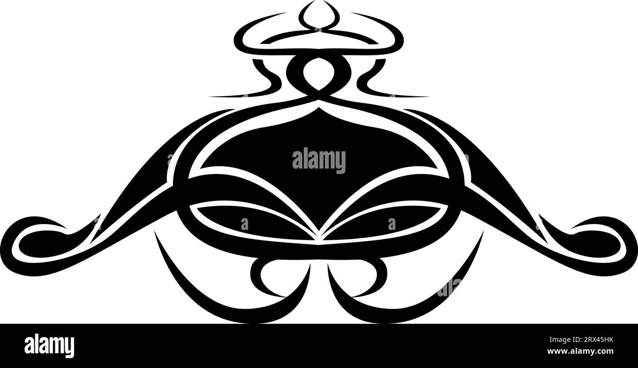 Schwarzes Lotus-Tattoo, Tattoo-Illustration, Vektor auf weißem Hintergrund. Stock Vektor