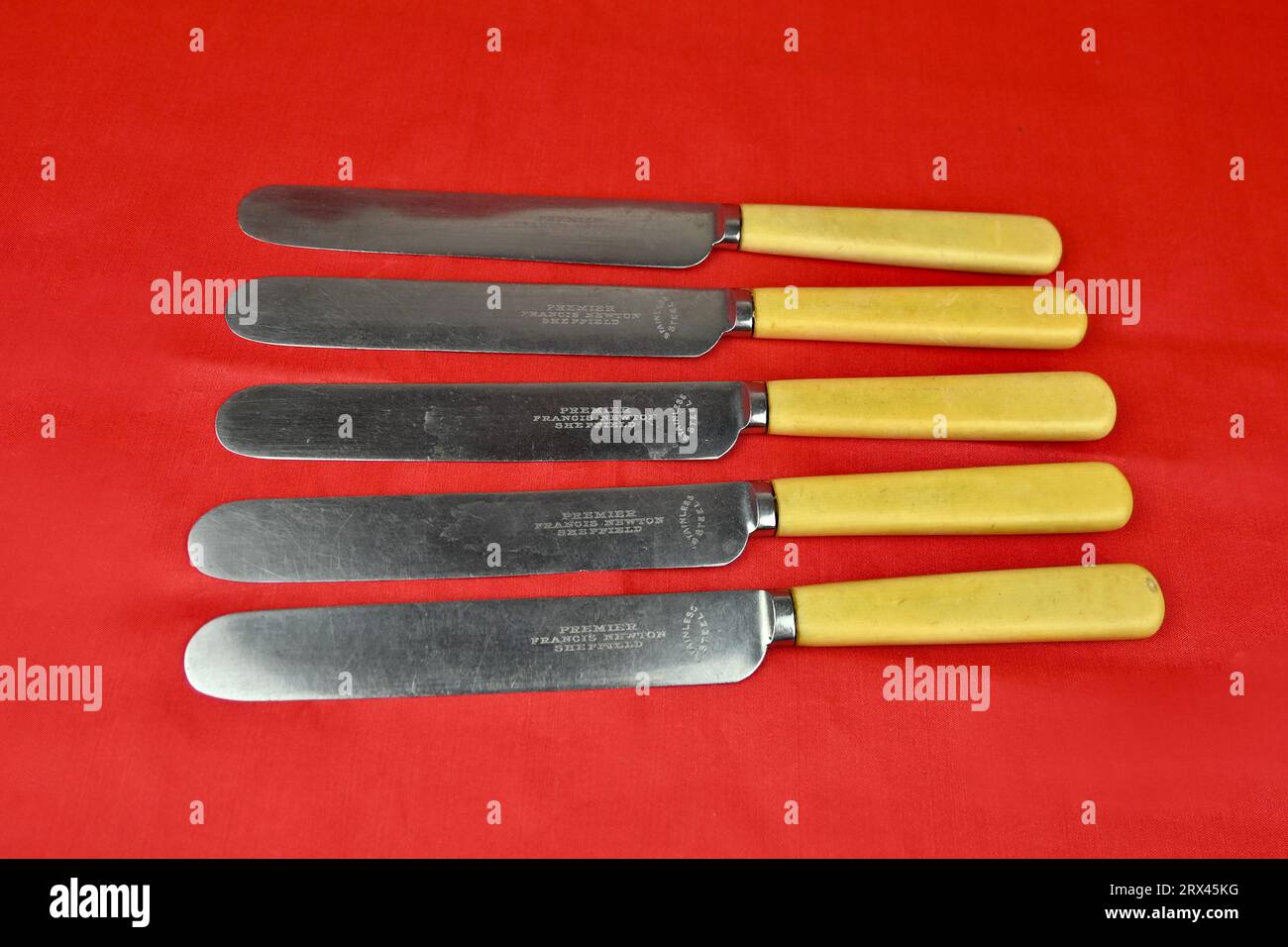 Vintage Dinner Messer von Francis Newton Sheffield Edelstahl Stockfoto