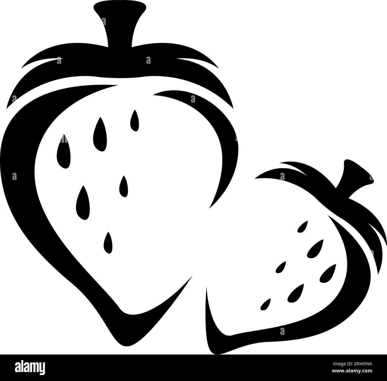 Schwarzes Erdbeertattoo, Tattoo-Illustration, Vektor auf weißem Hintergrund. Stock Vektor