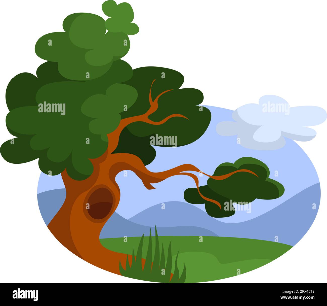 Baum in Frühlingszeit, Illustration, Vektor auf weißem Hintergrund. Stock Vektor