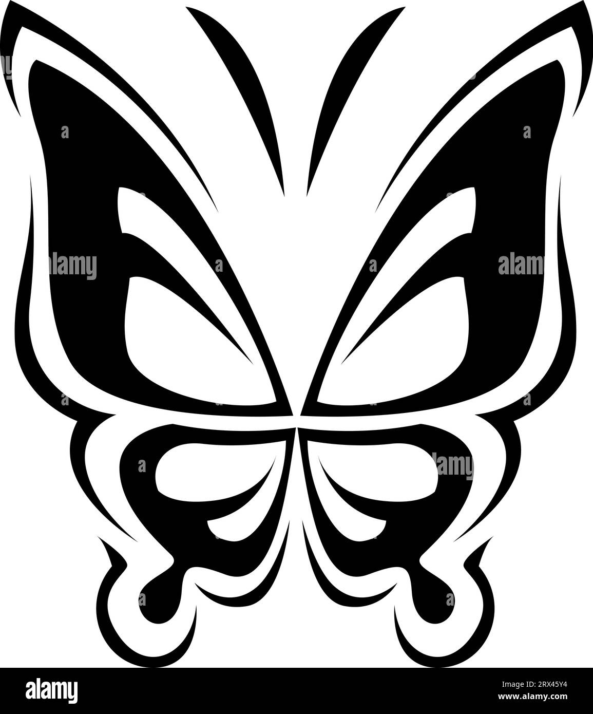 Schmetterlings-Tattoo, Tattoo-Illustration, Vektor auf weißem Hintergrund. Stock Vektor