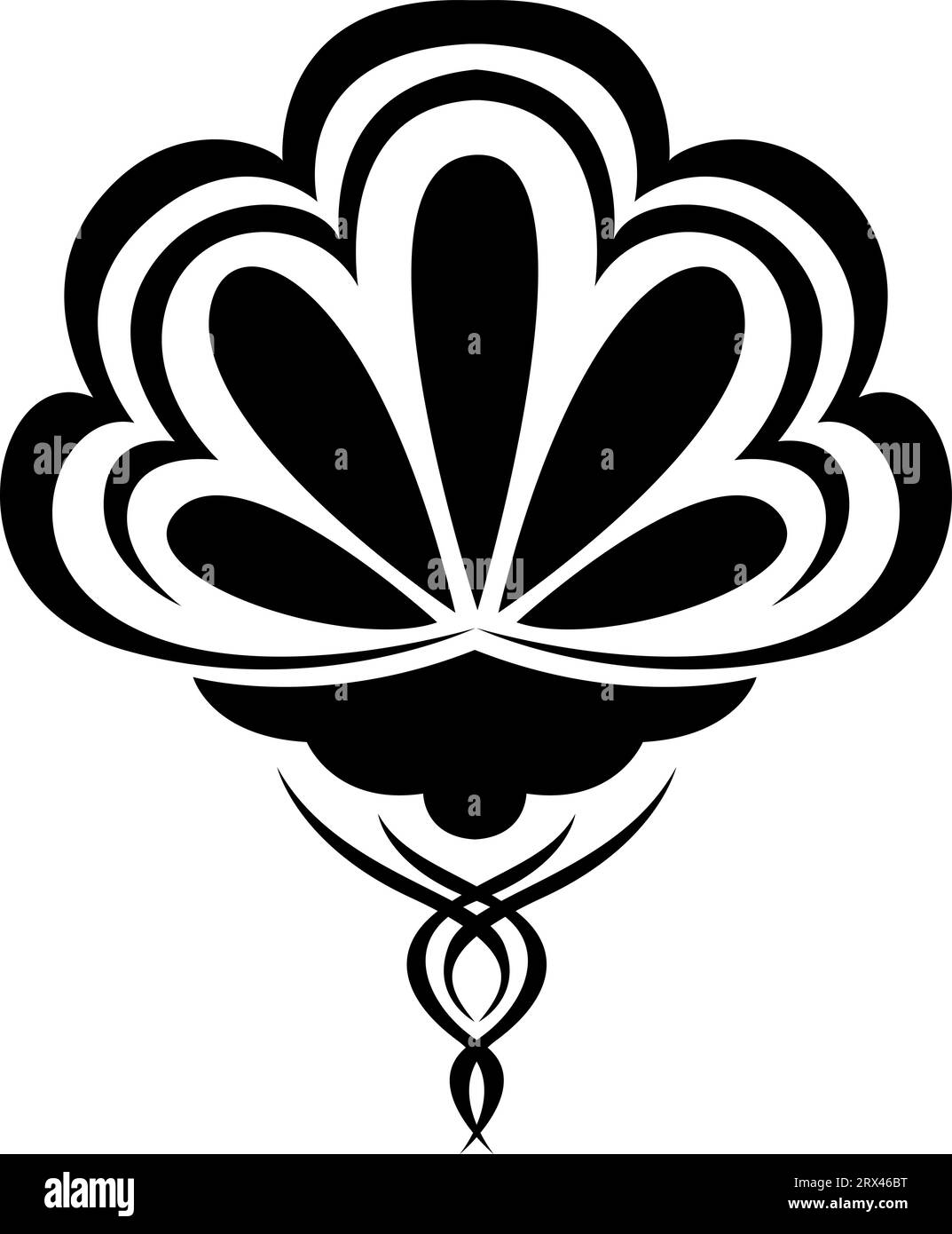 Schwarzes Muscheltattoo, Tattoo-Illustration, Vektor auf weißem Hintergrund. Stock Vektor