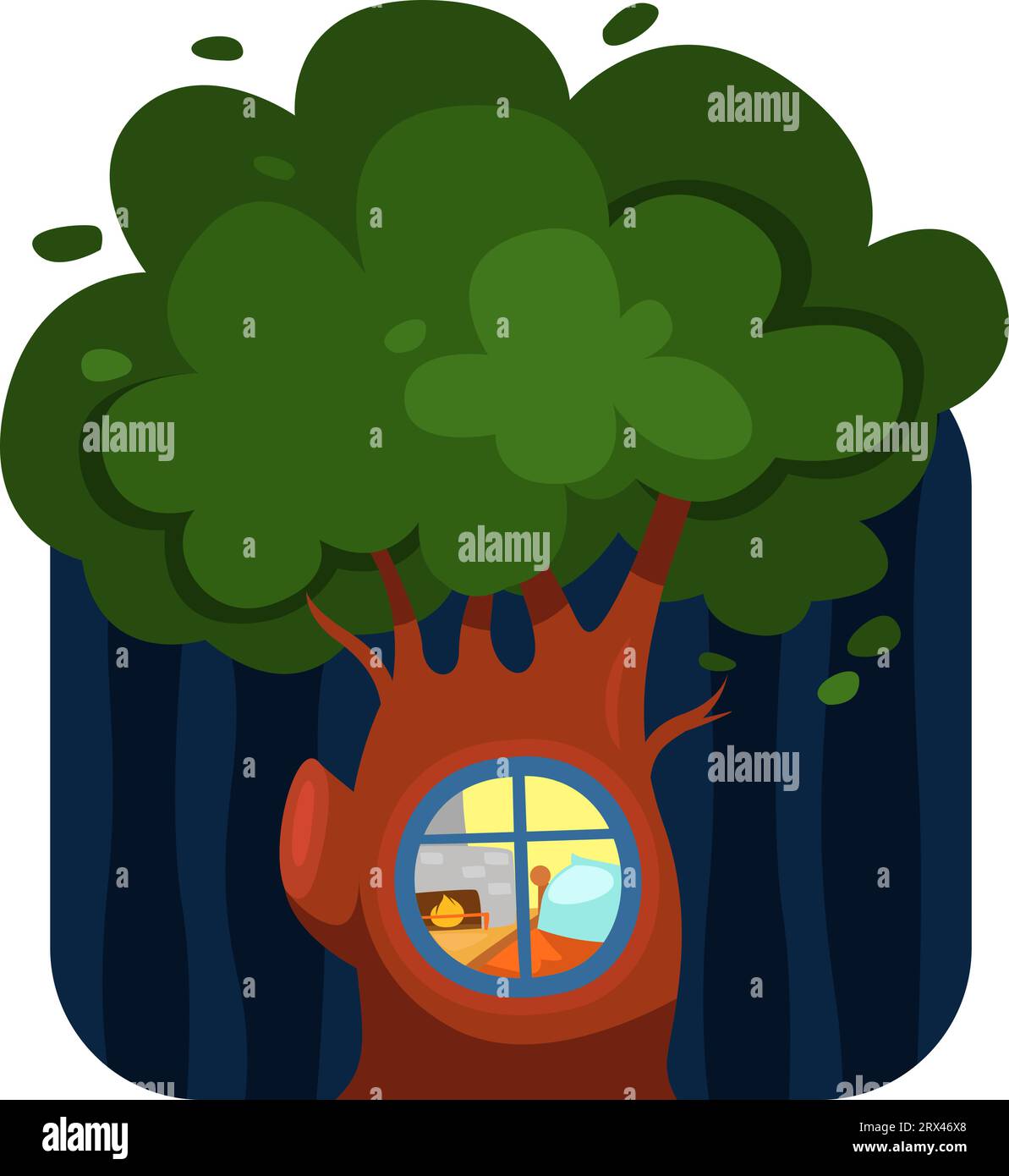 Waldhaus, Illustration, Vektor auf weißem Hintergrund. Stock Vektor