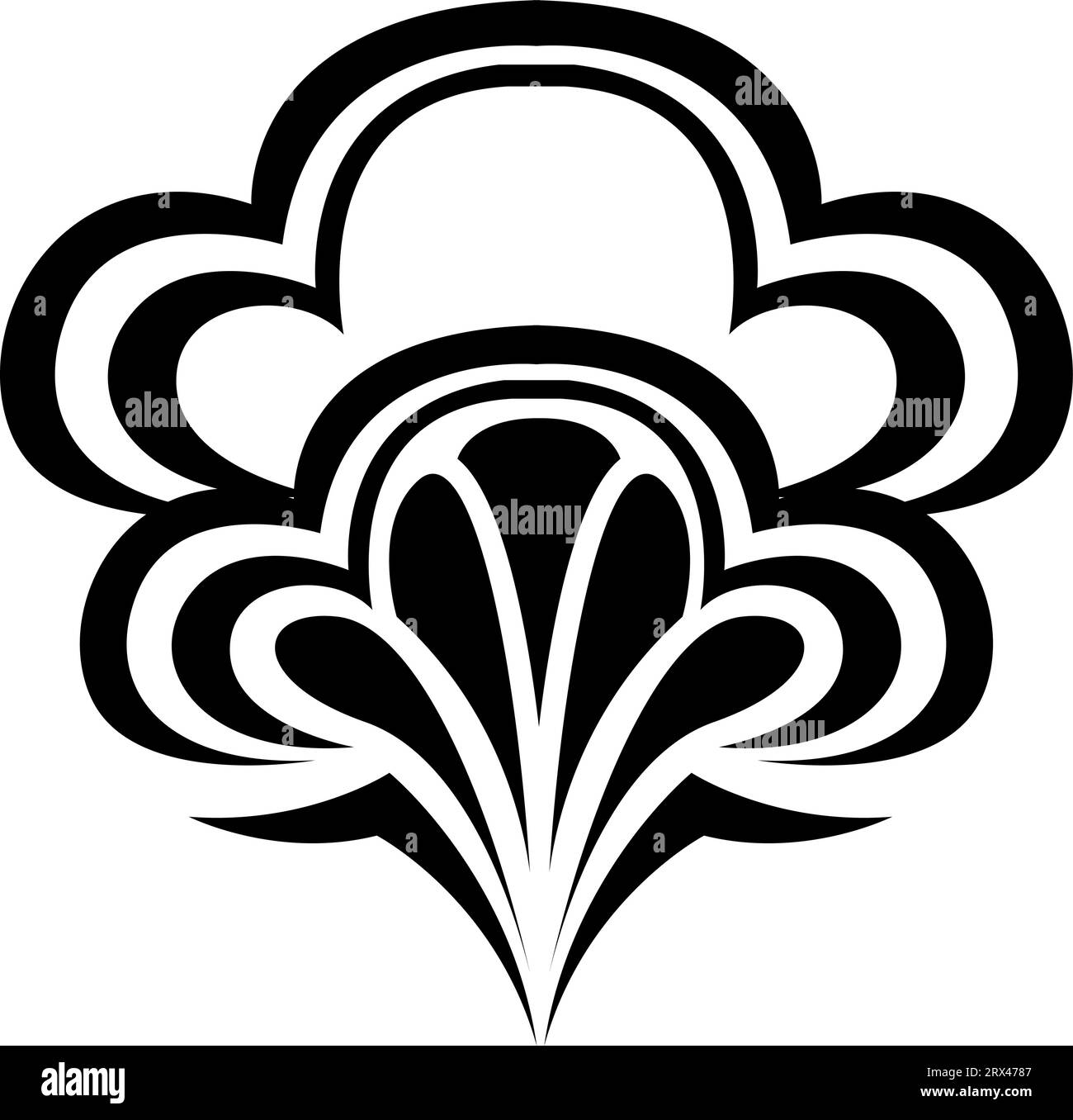 Schwarzes Blumentattoo, Tattoo-Illustration, Vektor auf weißem Hintergrund. Stock Vektor