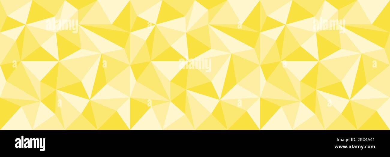 Gelber nahtloser geometrischer Hintergrund oder Rahmen mit Dreiecken, Vektorillustration Stock Vektor