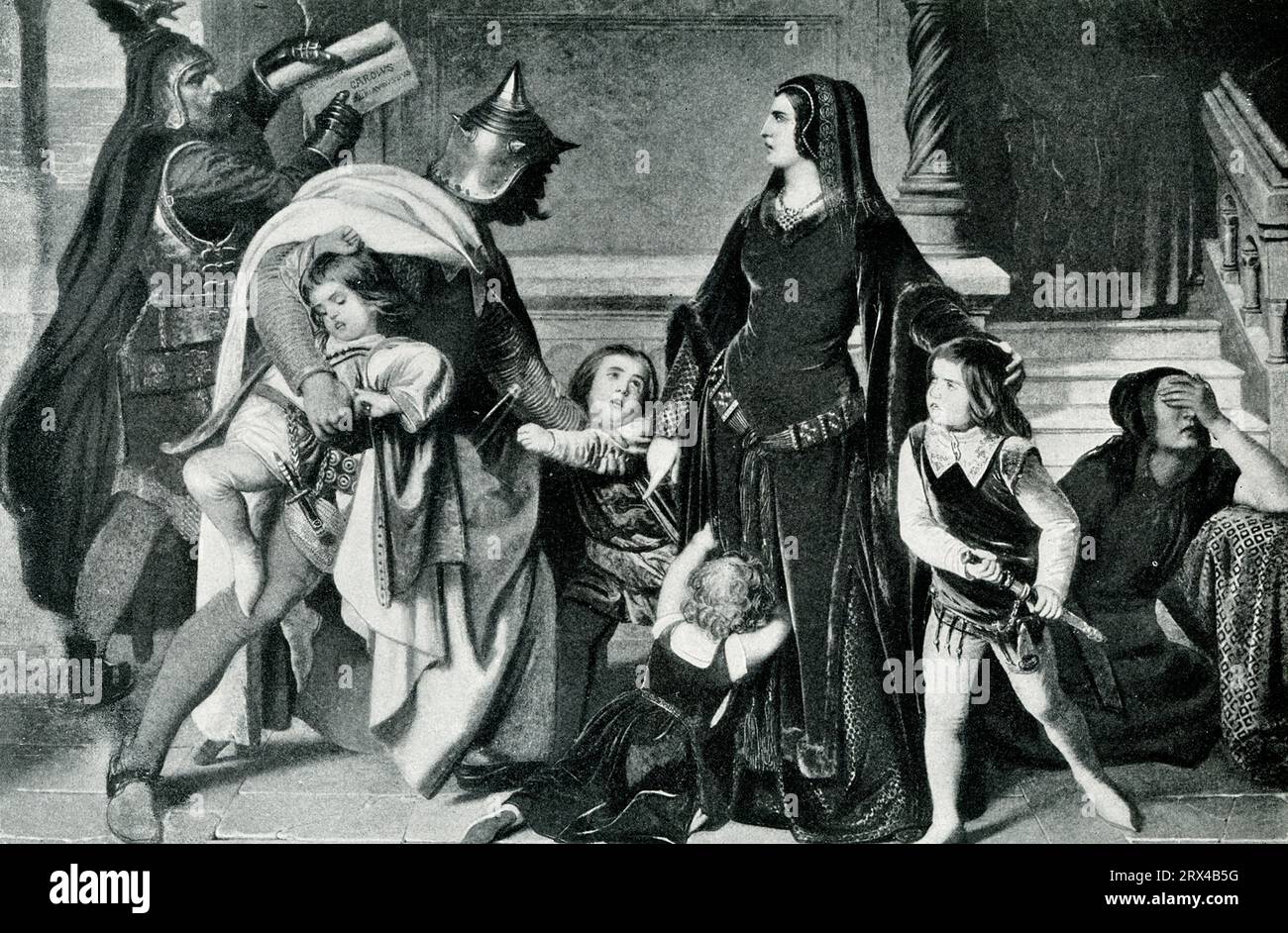 Gefängnis. Manfred wurde in der Schlacht von Benevento am 26. Februar 1266 getötet, als er gegen seinen Rivalen und Nachfolger Karl I. von Sizilien kämpfte. Charles nahm Helena und ihre vier Kinder gefangen und inhaftierte sie. Sie lebte fünf Jahre später in Gefangenschaft in der Burg von Nocera Inferiore, wo sie 1271 starb. Stockfoto