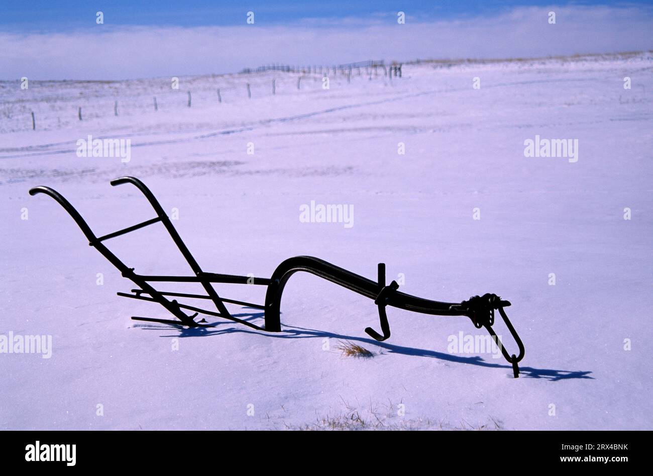 Im Arthur Bowring Sandhills Ranch State Historic Park, Nebraska, gibt es Schneepflüge Stockfoto