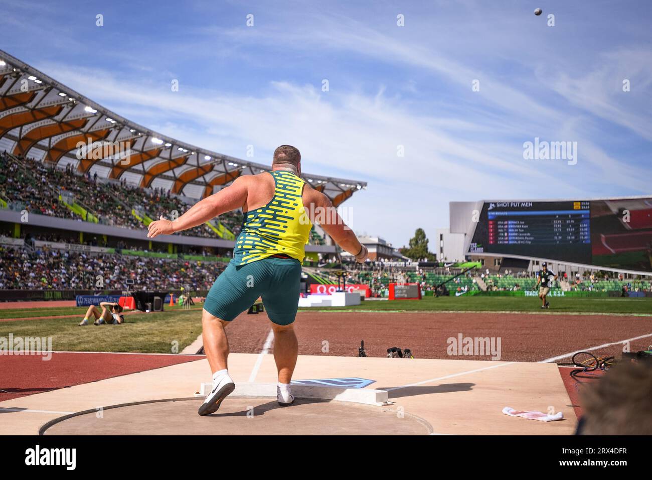 Joe Kovacs (USA) gewinnt bei den Diamond League Championships beim Pre-Classic am Sonntag, den 17. September, den Schuß der Männer mit einem Wurf von 75-2 (22,93 m). Stockfoto