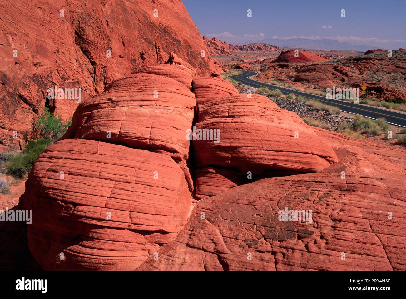 Aufschlüsse im White Domes, Valley of Fire State Park, Nevada Stockfoto