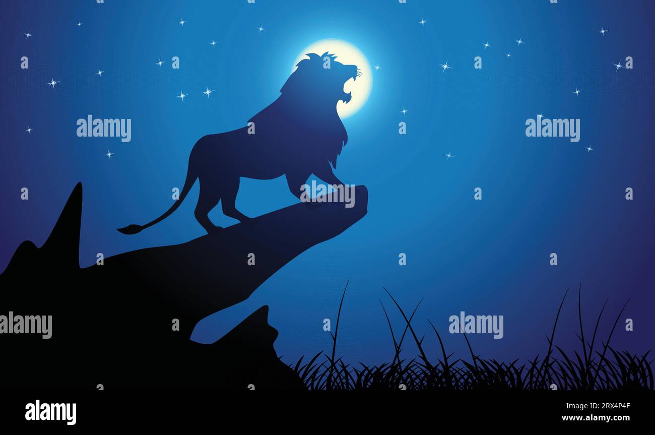 Lion-Design-Silhouette. Handgezeichnete Vektorillustration im Minimalismus-Stil Stock Vektor