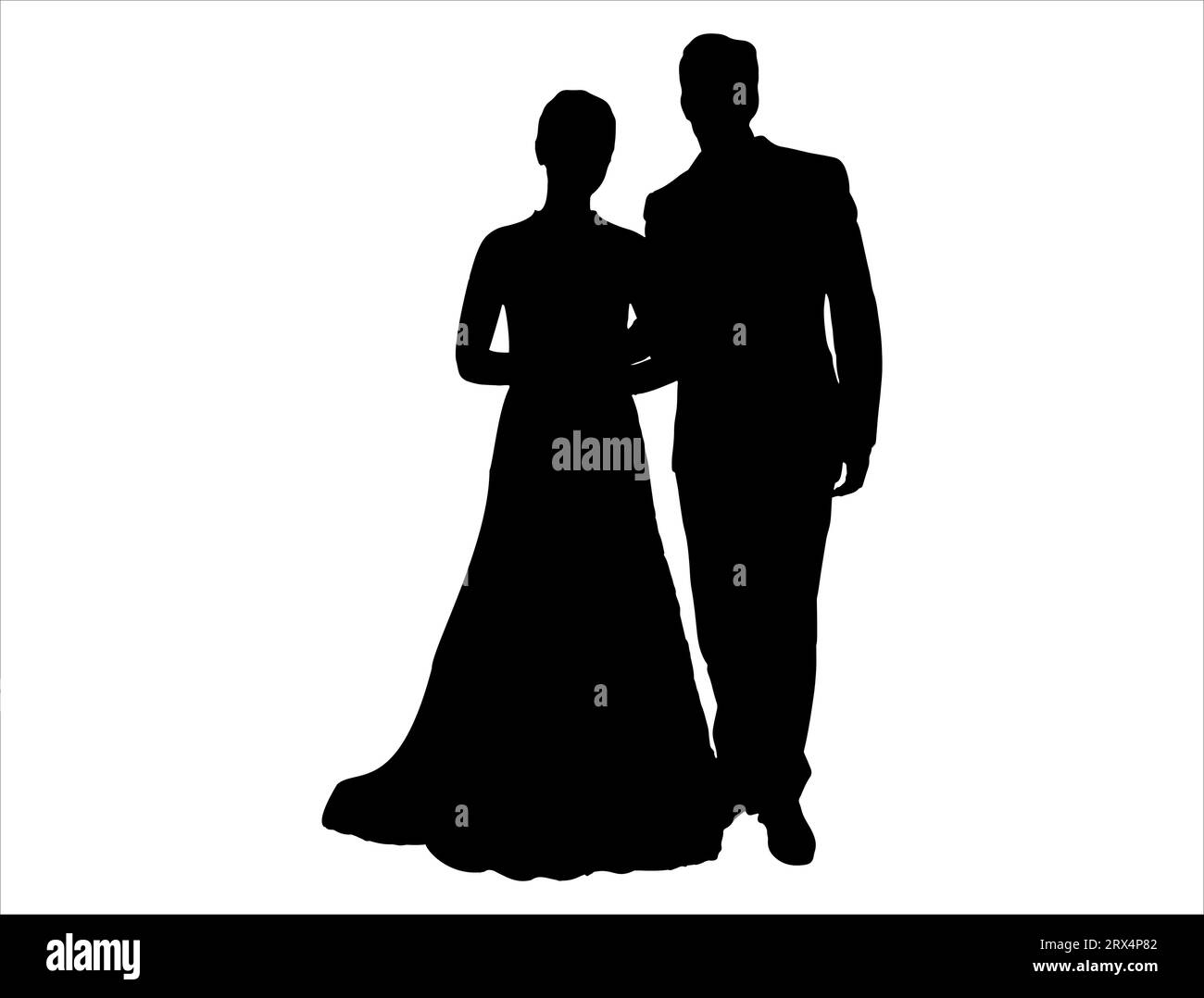 Braut und Bräutigam Silhouette Vektorkunst Stock Vektor