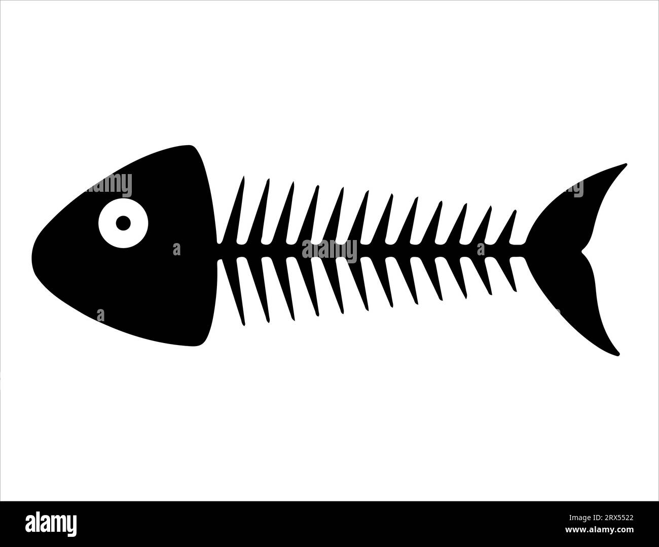 Fisch Skelett Silhouette Vektor Kunst weißer Hintergrund Stock Vektor