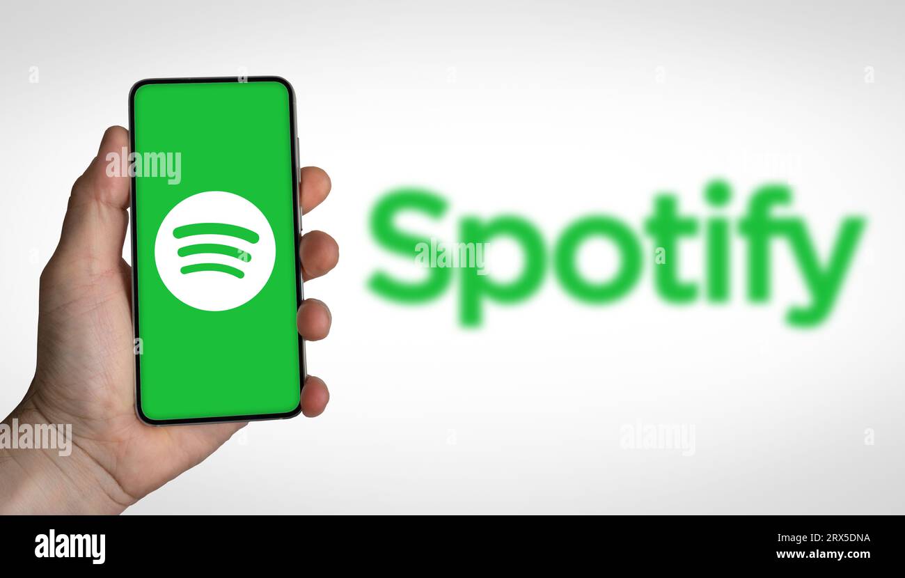 Spotify – Anbieter von Audio-Streaming- und Mediendiensten Stockfoto