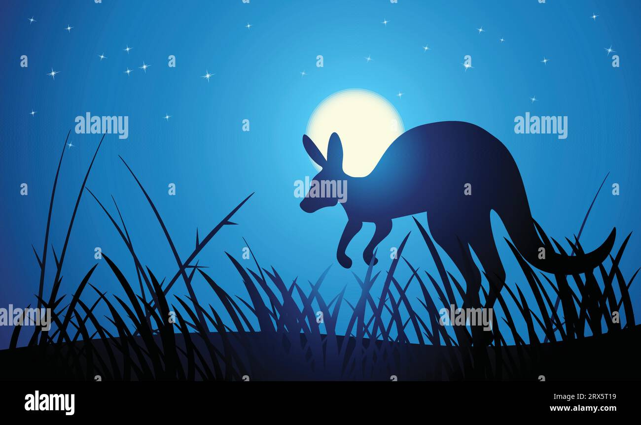 Silhouette mit Kängurutmuster. Handgezeichnete Vektorillustration im Minimalismus-Stil Stock Vektor
