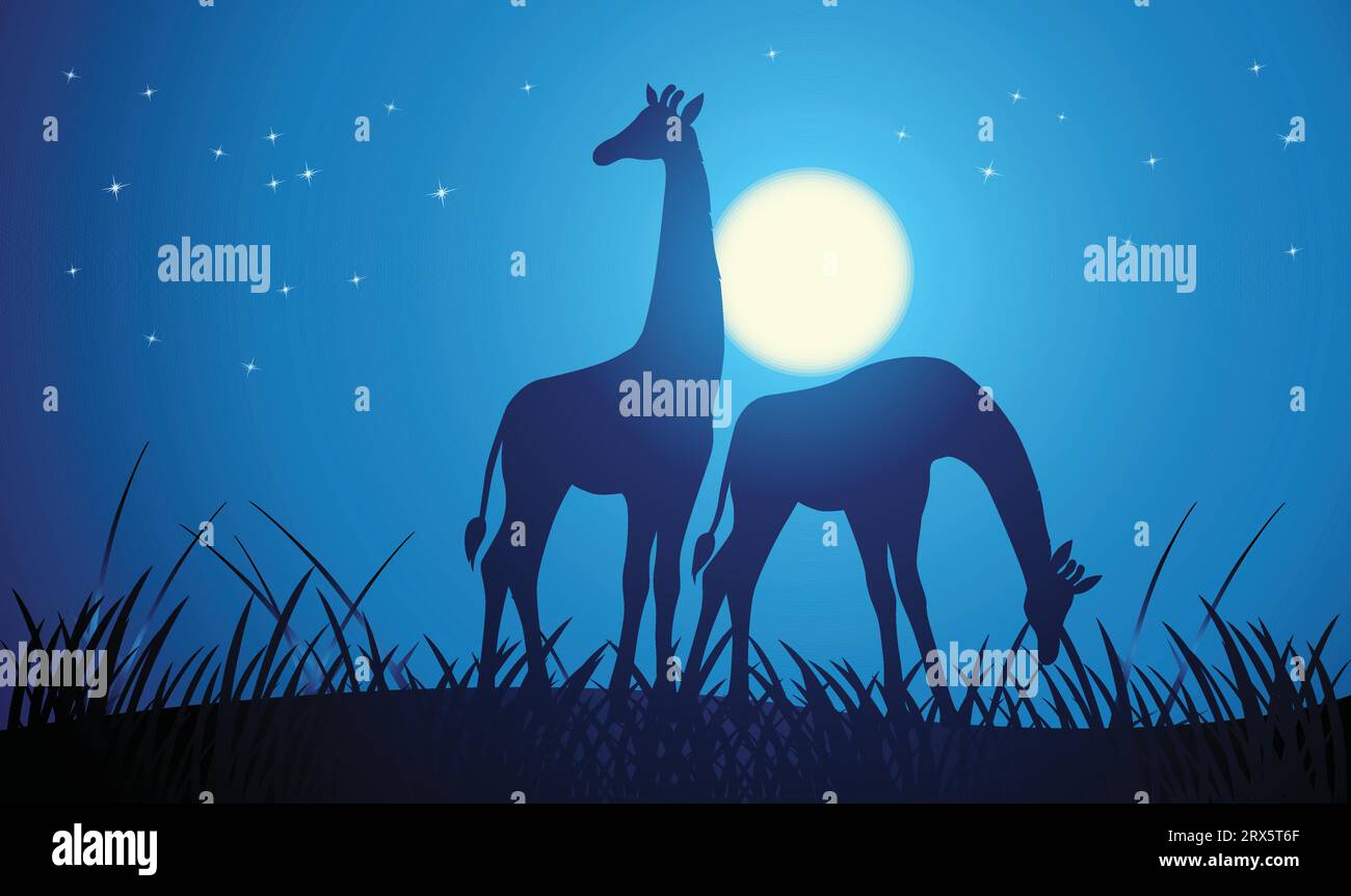 Silhouette mit Giraffendesign. Handgezeichnete Vektorillustration im Minimalismus-Stil Stock Vektor