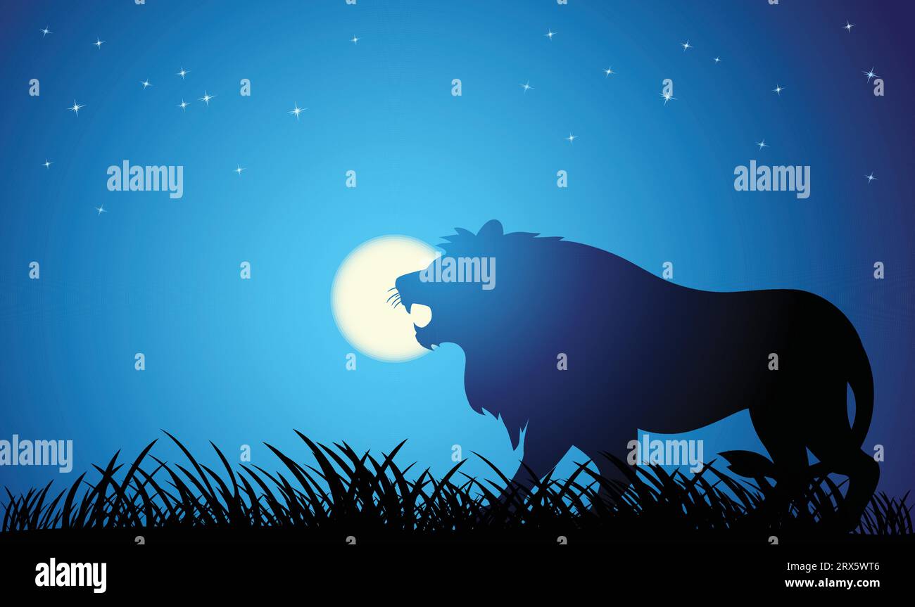 Lion-Design-Silhouette. Handgezeichnete Vektorillustration im Minimalismus-Stil Stock Vektor