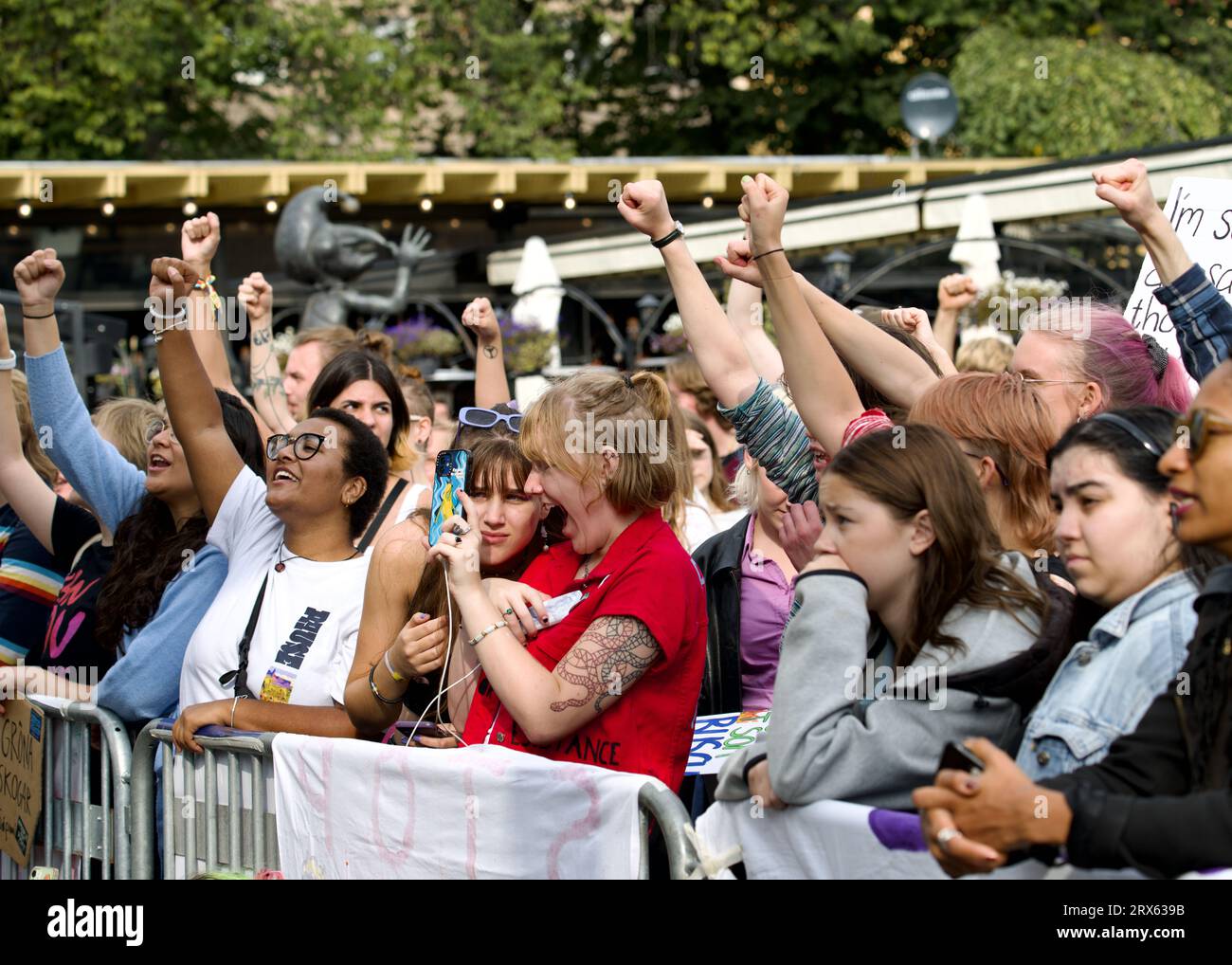 STOCKHOLM, SCHWEDEN - 22. SEPTEMBER 2023: Greta Thunberg und Freitag für die Zukunftsdemonstration in Stockholm Stockfoto