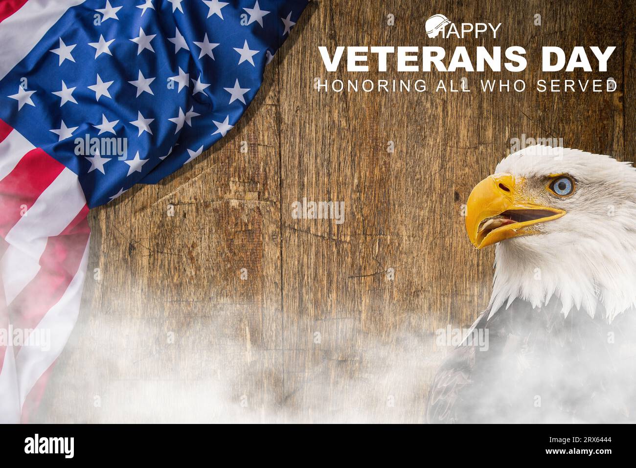 Veterans Day, 11. November, Flagge der vereinigten staaten, mit Respekt Ehre und Dankbarkeit Poster, moderne Design Vektor Illustration. Stockfoto