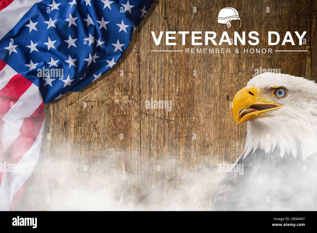 Veterans Day, 11. November, Flagge der vereinigten staaten, mit Respekt Ehre und Dankbarkeit Poster, moderne Design Vektor Illustration. Stockfoto